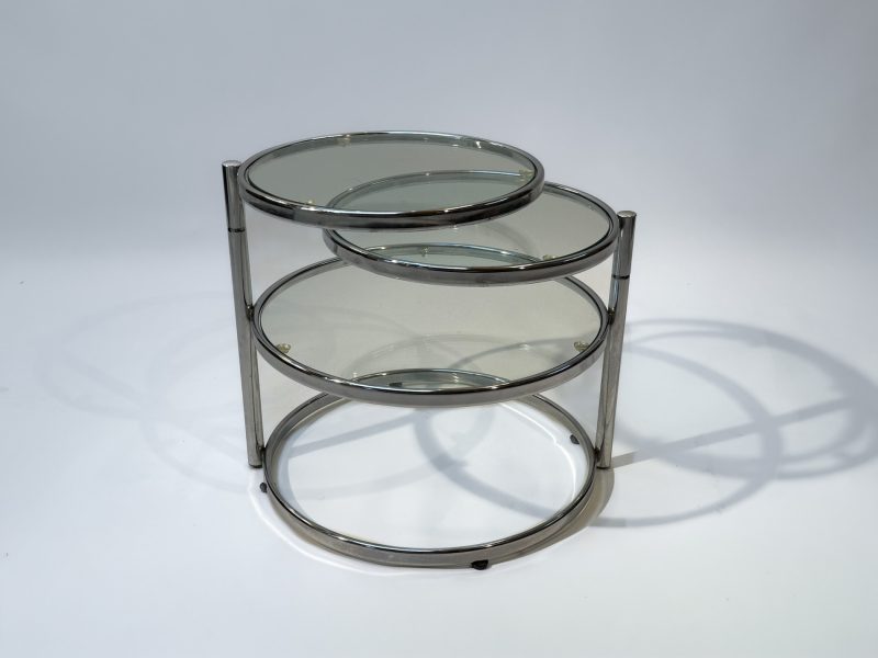 Leitmotiv Triple swivel glass chrome design table