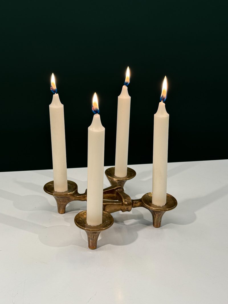 Bronze Brutalist Candlestick by Michael Harjes