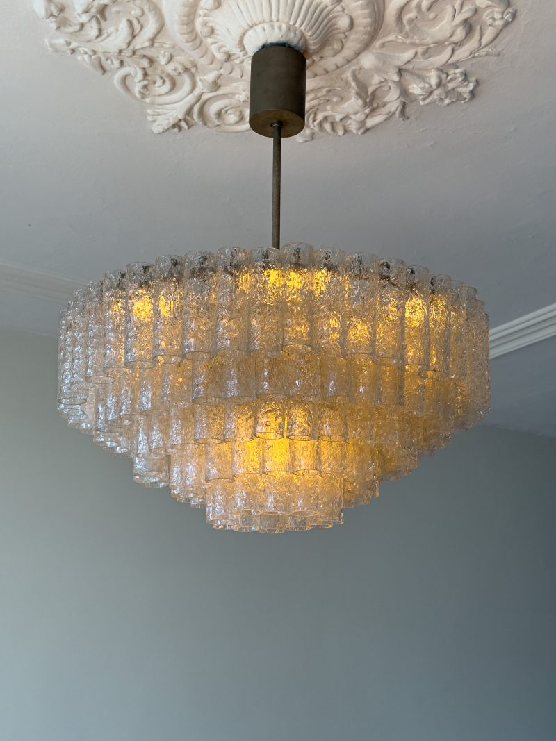 Doria Leuchten Frosted Glass Chandelier – 16 Lights, Approx. 180 Glass Elements